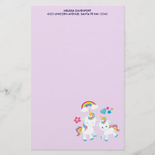 Cute Dancing Unicorns Magical Rainbow & Stars Stationery