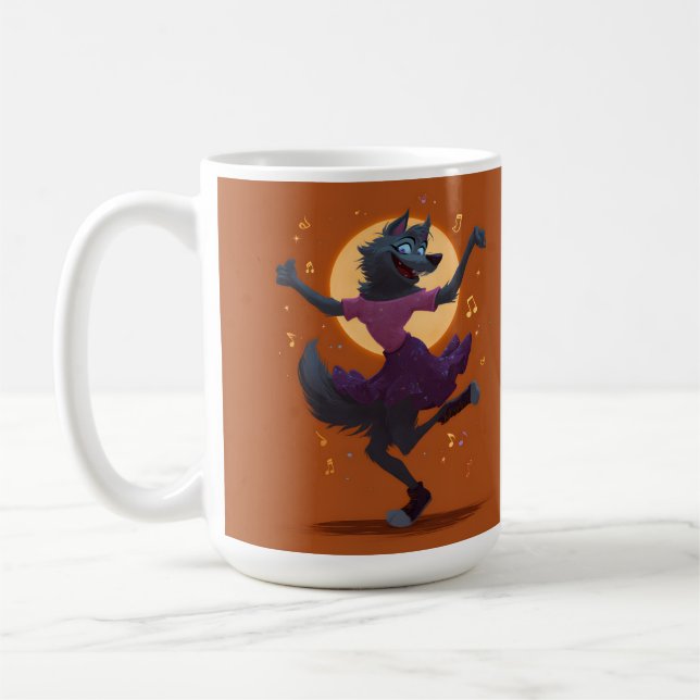 Cute Dancing Werewolf Coffee Mug (Left)