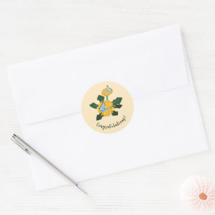 Cute Dandelion Butterflies Yellow Congratulations Classic Round Sticker