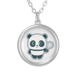 Cute Dandelion Panda Silver Plated Necklace
