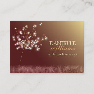 Cute Dandelions Brown & Gold Business Card
