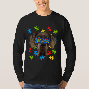 Cute Dane Autism Puzzle Sunglasses Puppies Owners T-Shirt