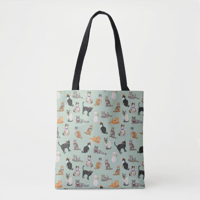 Cute Dapper Kitties Cat Pattern Tote Bag (Front)