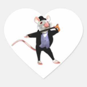 Cute Dapper Mouse, the Dancing Cartoon Mouse Heart Sticker