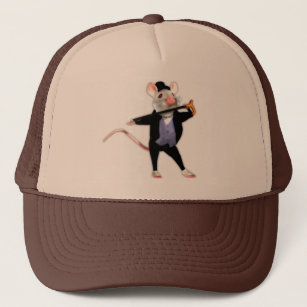 Cute Dapper Mouse, the Dancing Cartoon Mouse Trucker Hat