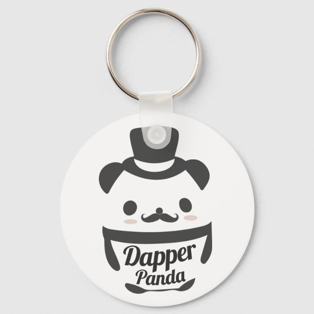 Cute Dapper Panda Wearing Top Hat Key Ring (Front)