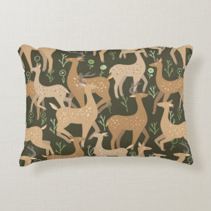 Cute dappled deer flat hand drawn vintage seamless decorative cushion