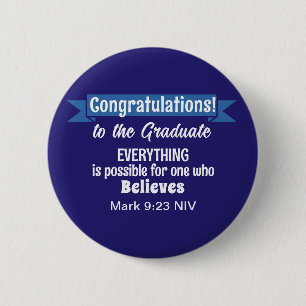 Cute Dark Blue and White Graduation Inspirational 6 Cm Round Badge