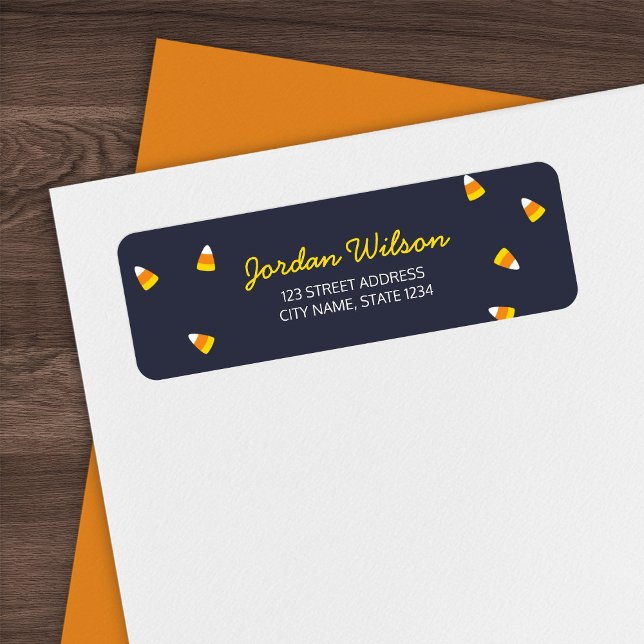 Cute Dark Blue Halloween Candy Corn Address (Creator Uploaded)