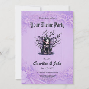 Cute Dark Fairy with Bat Wings.  Invitation