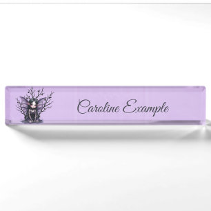 Cute Dark Fairy with Bat Wings. Nameplate