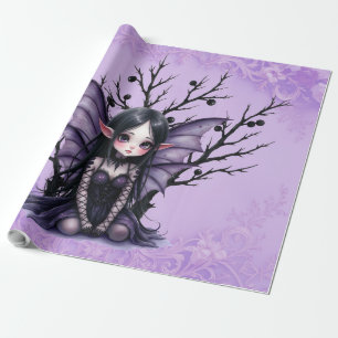 Cute Dark Fairy with Bat Wings Wrapping Paper