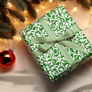 Dark Green And White Wrapping Paper