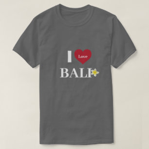 Cute Dark Grey "I Heart Bali" Frangipani Unisex T-Shirt