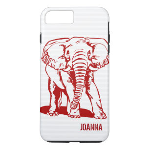 Cute Dark Red Elephant Line Drawing iPhone 8 Plus/7 Plus Case