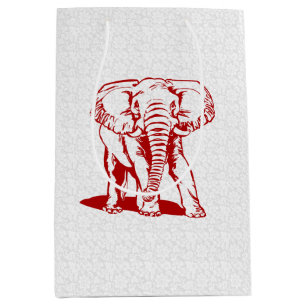 Cute Dark Red Elephant Line Drawing Medium Gift Bag