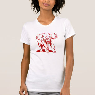 Cute Dark Red Elephant Line Drawing T-Shirt