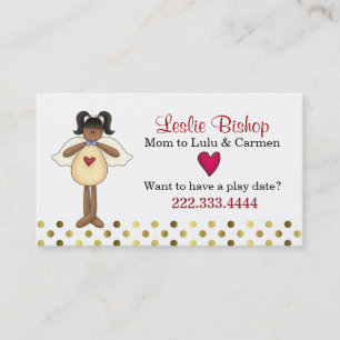 Cute Dark Skin Angel Mummy Play Date Card