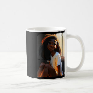 Cute Dark Skin Girl Smiling Sticker  Coffee Mug