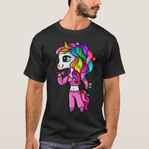 Cute Darts Player Unicorn Girl Funny Darts Women T-Shirt