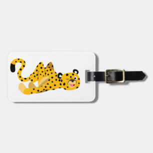Cute Dashing Cartoon Cheetah Luggage Tag