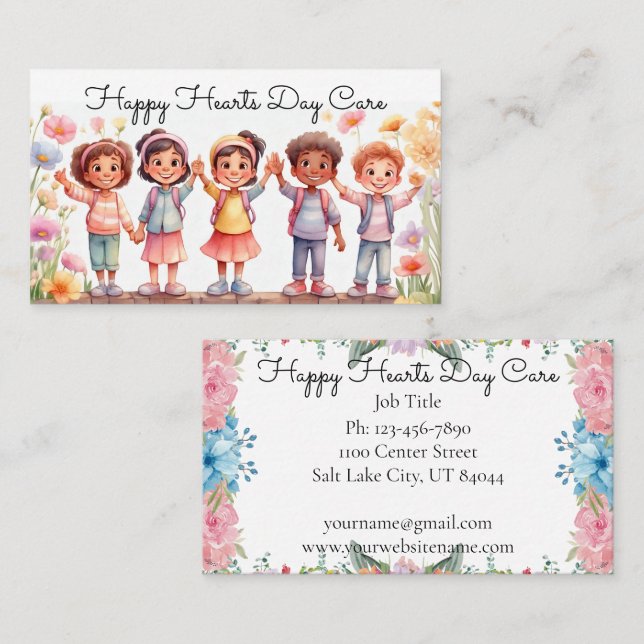 Cute Day Care Babysitting Business Business Card (Front/Back)