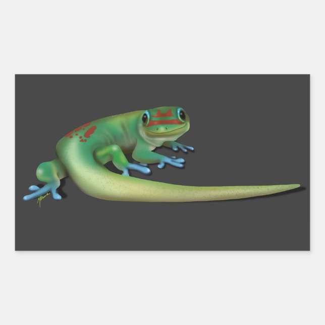 Cute Day Gecko ( the you talking to me? Look back) Rectangular Sticker (Front)