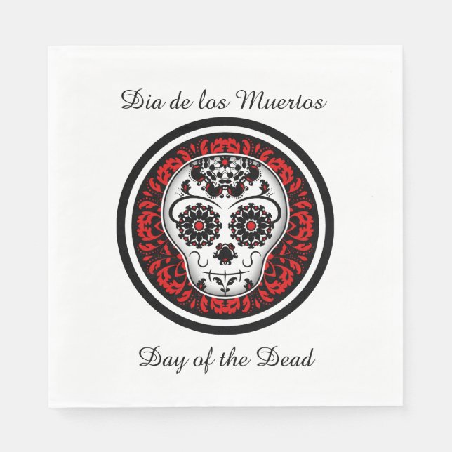Cute Day of the Dead girly sugar skull custom Napkin (Front)