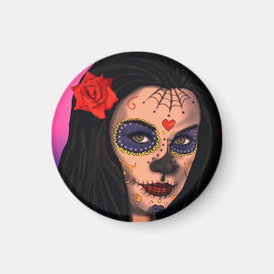 Cute Day of the Dead Gothic Girl Magnet
