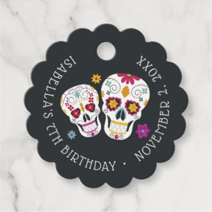 Cute Day of the Dead Sugar Skulls Favour Tags