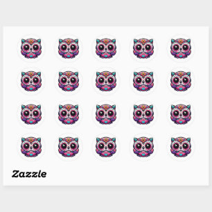 Cute Dead Owl Sugar Skull, day of the dead owl Classic Round Sticker
