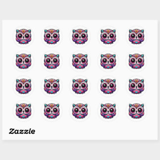 Cute Dead Owl Sugar Skull, day of the dead owl Classic Round Sticker