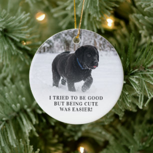 Cute Dear Santa I Tried To Be Good Photo Ceramic Tree Decoration