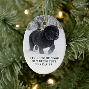 Cute Dear Santa I Tried To Be Good Photo Ceramic Tree Decoration