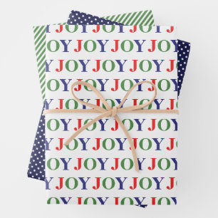 Cute December Winter Holiday Season Joy Wordart Wrapping Paper Sheet