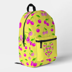 Cute Decora Kei Cherry Pattern Yellow Printed Backpack