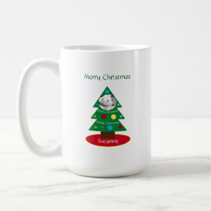 Cute Decorated Christmas Tree Dog Holiday Name Coffee Mug