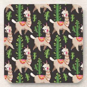 Cute Decorated Llamas Pattern Coaster