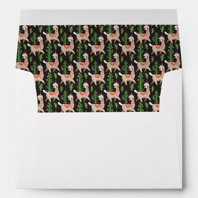 Cute Decorated Llamas Pattern Envelope (Back (Bottom))