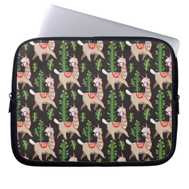 Cute Decorated Llamas Pattern Laptop Sleeve (Front)
