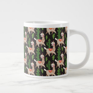 Cute Decorated Llamas Pattern Large Coffee Mug