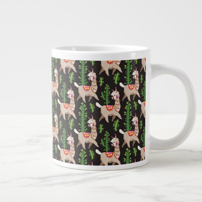 Cute Decorated Llamas Pattern Large Coffee Mug (Right)