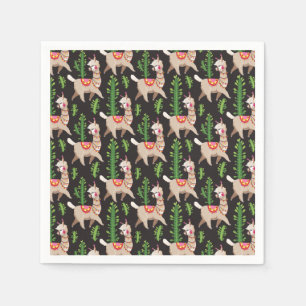 Cute Decorated Llamas Pattern Napkin