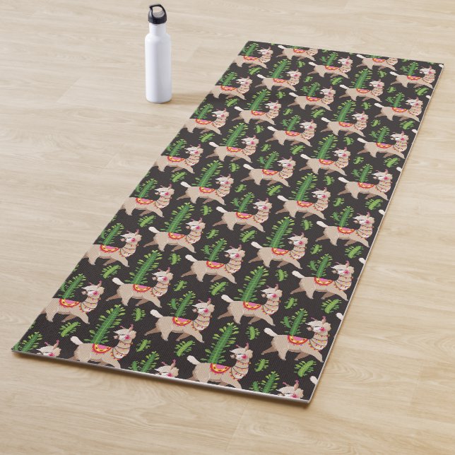 Cute Decorated Llamas Pattern Yoga Mat (In Situ)