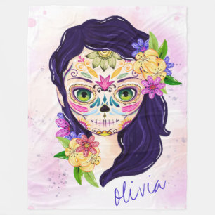 Cute Decorative Day of the dead Skull Fleece Blanket