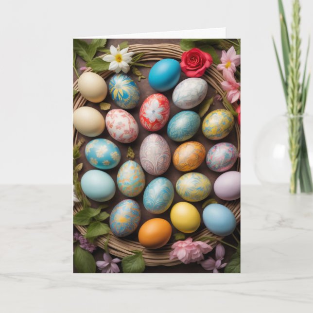 Cute Decorative Easter Egg Collage Holiday Card (Front)