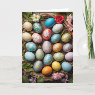 Cute Decorative Easter Egg Collage Holiday Card