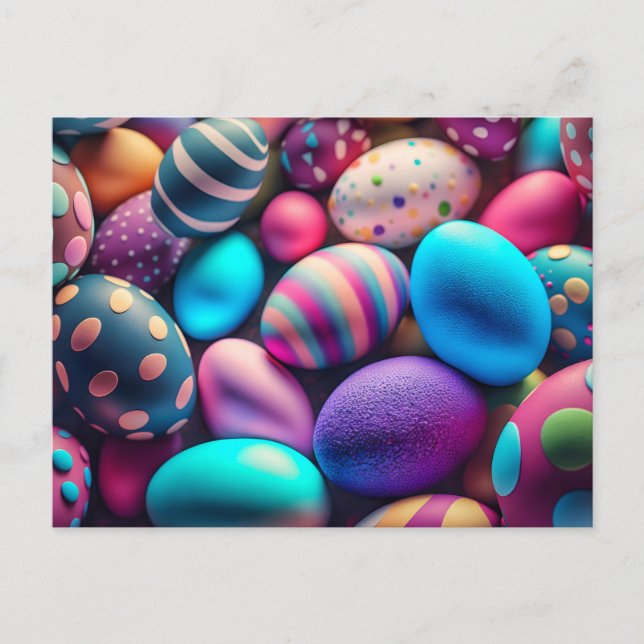 Cute Decorative Festive Easter Eggs Postcard (Front)