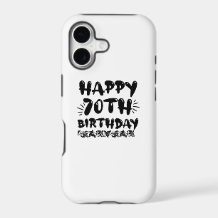 Cute decorative happy 70th birthday, seventieth