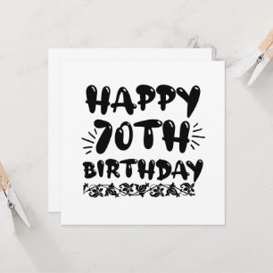 Cute decorative happy 70th birthday, seventieth invitation